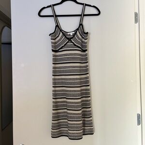 Gianni Bini Striped Knit Cream and Black Dress